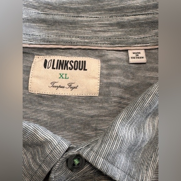 LINKSOUL Men’s 3 Button Polo Golf Short Sleeve Shirt Green Striped Size XL - Picture 3 of 7